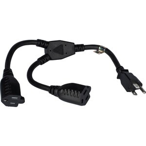 Main product image for 1 Ft. Dual Outlet Saver Black NEMA 5-15P to 5-15R 16 110-224